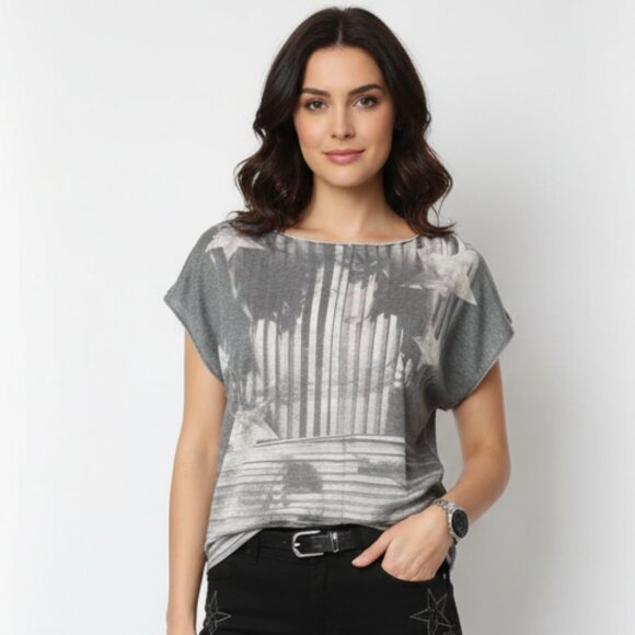 New GUESS Short Sleeve Crew Neck Top | Y2K Vibe Burnout Fabric Women's Small - Picture 3 of 7
